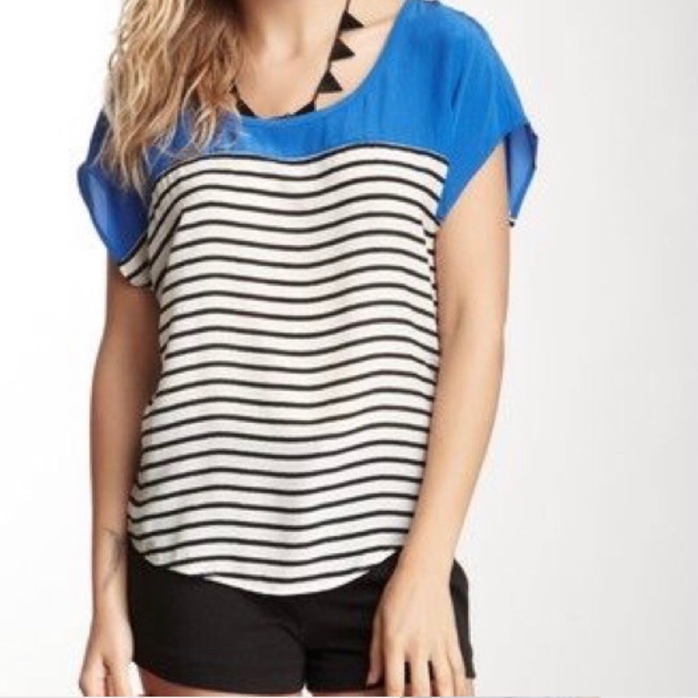 Joie Striped Silk Short Sleeve Top S